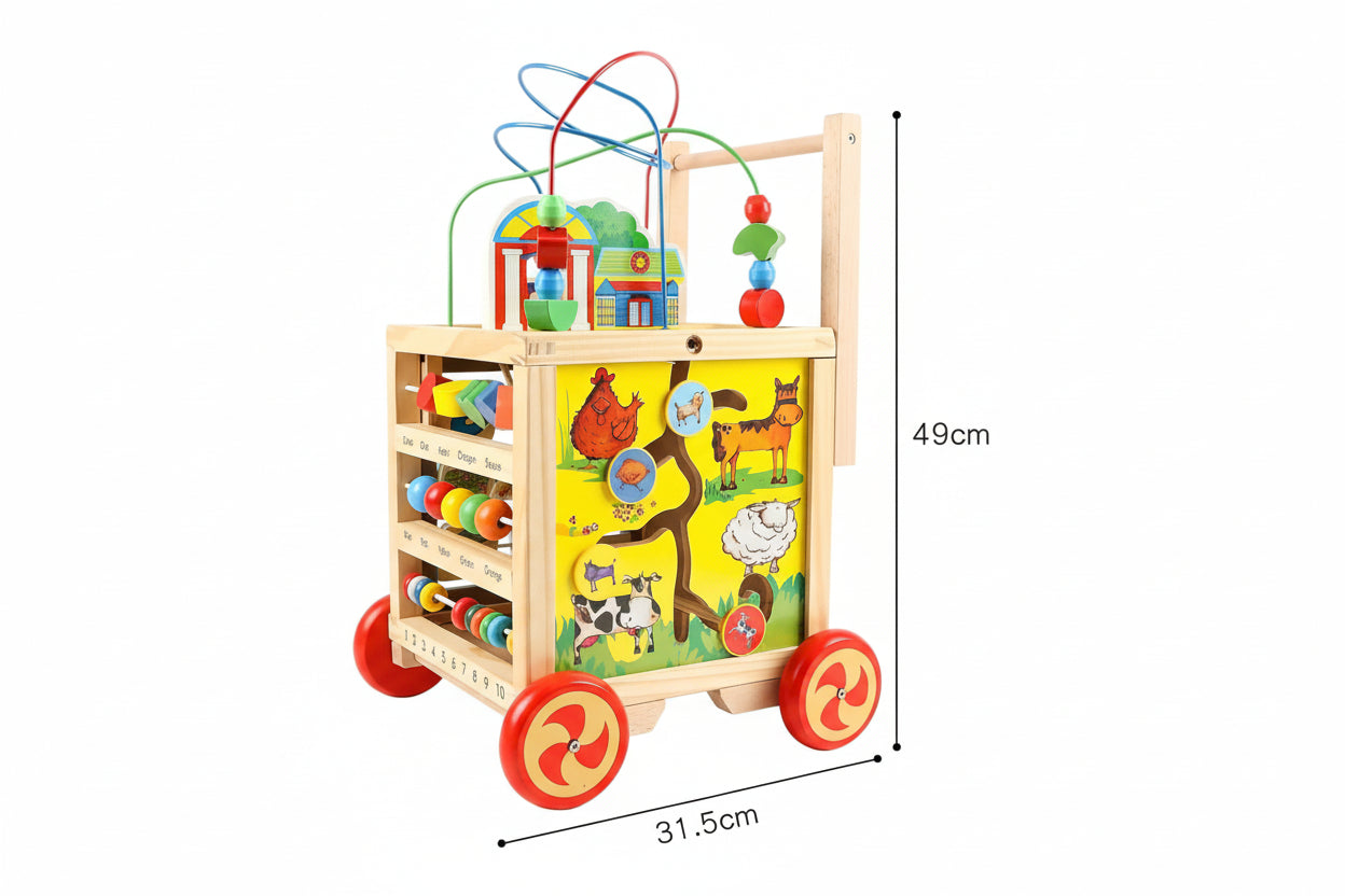 6 in 1 Grow-With-Me Wooden Learning Walker