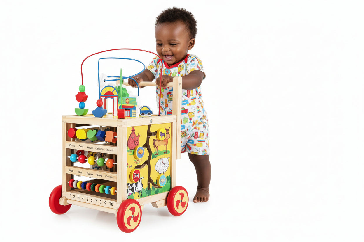 6 in 1 Grow-With-Me Wooden Learning Walker